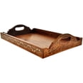 thumbnail image 2 of Benzara BM123955 Solid Wood Tray with Handles, Brown, 2 of 2