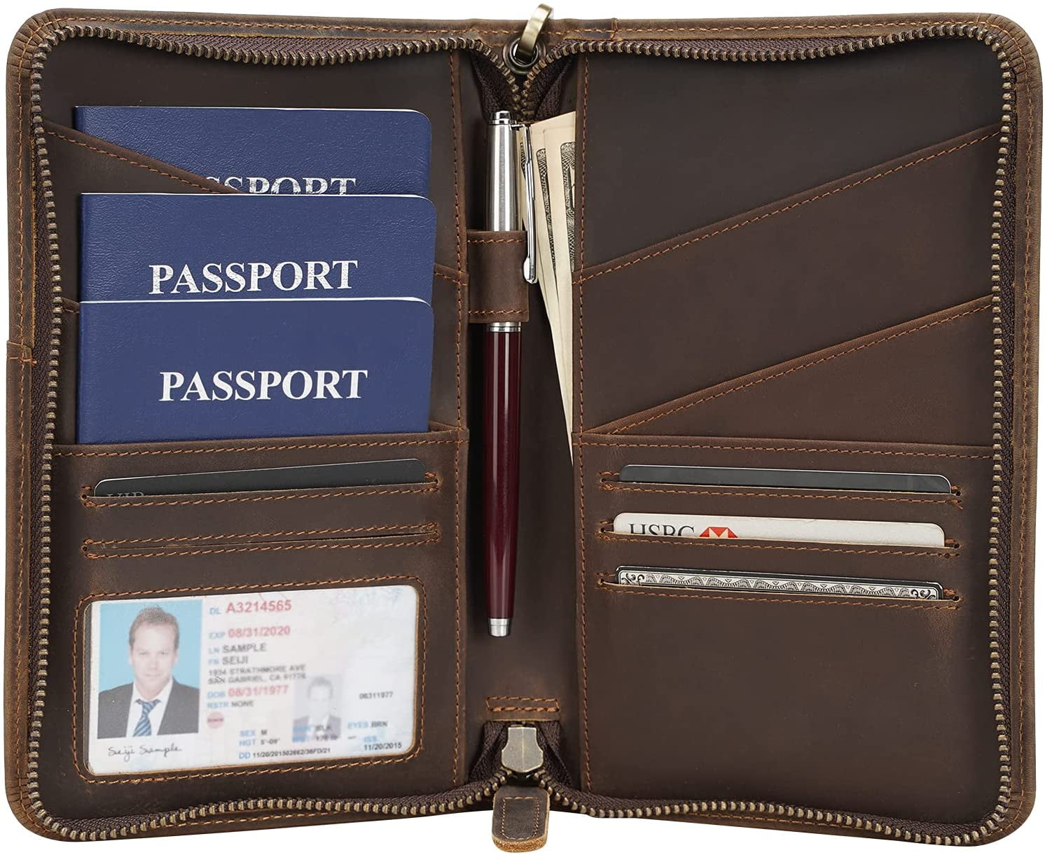 RFID Blocking Genuine Leather Passport Case Cover Holder Travel Wallet Black 