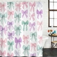 thumbnail image 2 of Pink Purple Teal Bathroom Shower Curtains with 12 Hooks Polyester Waterproof Shower Curtain for Stalls and Bathtubs Watercolor Bow Farmhouse Decorative Bathroom Privacy Curtain 48x72 Inches, 2 of 9