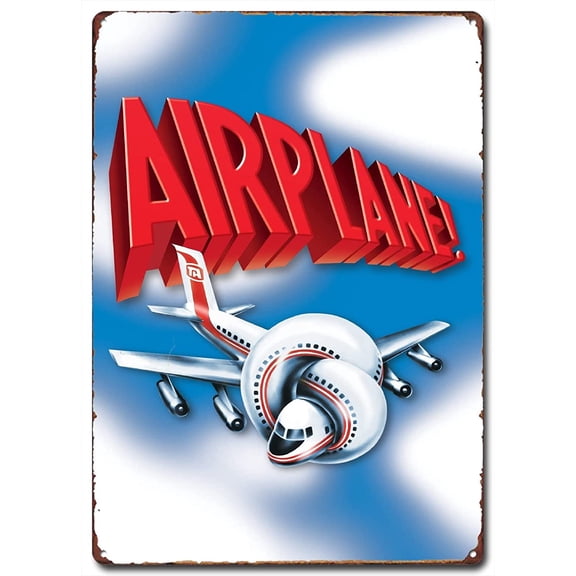 Airplane! 80s Classic Movie Posters, Retro Metal Signs, Vintage Iron Tin Signs, Decorative Plaques Prints Wall Art, 8X12 Inch (20X30 CM)
