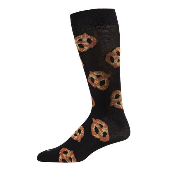 MeMoi Men's Pretzel Pattern Rayon from Bamboo Blend Novelty Crew Sock - Mens - Male, 10-13, Black