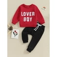 thumbnail image 3 of Baby Boys Pants Set, Long Sleeve Crew Neck Letters Sweatshirt with Elastic Waist Sweatpants Valentine’s Day Outfit, 3 of 10