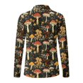 thumbnail image 5 of Xoenoiee Mushroom Flower Print Long Sleeve Golf Polo Shirts for Women V Neck Collared Top UPF 50+ Collar Quick-Dry Breathable Stretch Moisture-Wicking for Sports Tennis Golf, Size XS, 5 of 7