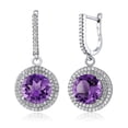 thumbnail image 3 of Gem Stone King 8.16 Ct Round Purple Amethyst 925 Sterling Silver Earrings, 3 of 3