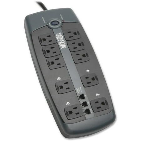 Fax Modem Surge Protection Tripp Lite Surge Protector 120V 10 Outlet RJ11 8' Cord 2395 Joule - 10 x NEMA 5-15R - 1800 VA - 2395 J - 120 V AC Input - 120 V AC Output - Fax/Modem/Phone ()