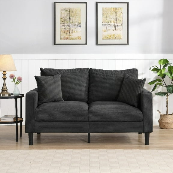 High Resilience 57" Loveseat Sofa, Wooden Frame, Small Space Saving