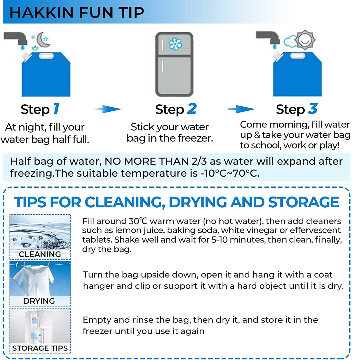 4PCS 5L Backpack Portable Drinking Water Tank, Water Bag for Camping, Water Pouch for Drinking Blue