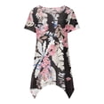 thumbnail image 5 of USSUMA Plus Womens Tops Dressy Casual Crew Neck Short Sleeve Women's Shirts and Blouses Floral Print T-Shirts for Women Trendy Long Flowy Irregular Hem Tunic Top Summer Beach, 5 of 5