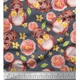 thumbnail image 1 of Soimoi Cotton Duck Fabric Skull & Begonia Floral Print Fabric by The Yard 42 Inch Wide, 1 of 3