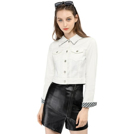 sleeves cropped denim jean basic casual jacket button down