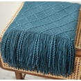 thumbnail image 3 of Modernly Basic Blue Acrylic Knit Throw, 50” x 60”, 3 of 7