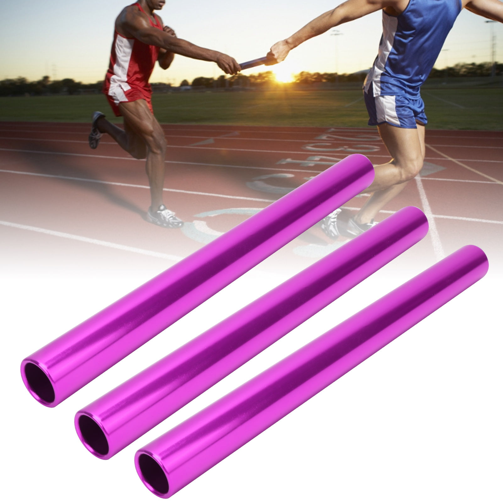 Relay Baton,3pcs Aluminum Alloy Electroplating Relay Batons Track and Field Sprint Match Batons