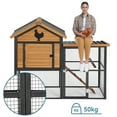 thumbnail image 5 of Outdoor Chicken Coop with Waterproof Roof, Durable Poultry Cage Hen House with Lockable Doors, Nesting Box, Window and Runway for 5-7 Chickens, Brown, 5 of 9