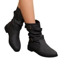thumbnail image 2 of YOUYEDIAN Boots for Women Versatile Mid Top Loose Fashion Low Heel Comfy Boots Casual Walking Outdoor Non Slip Round Toe Shoes, 2 of 5