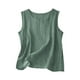 thumbnail image 3 of Auralook Cotton Linen Tank Tops for Women Solid Casual Summer Gauze Shirt Basic Sleeveless Round Neck Loose Vest Beach Vacation Clothes, 3 of 5