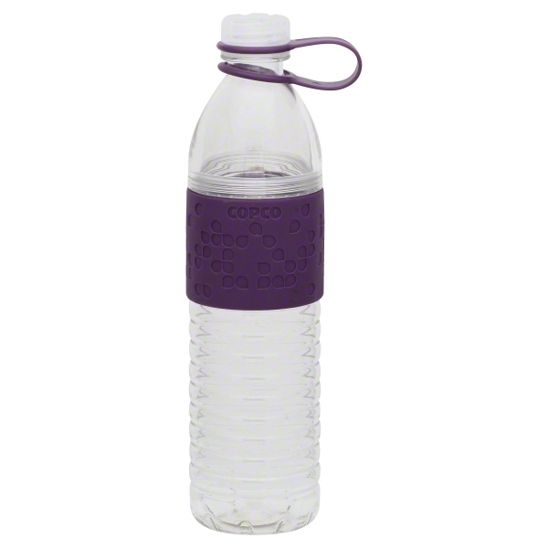 Copco Hydra Sports Water Bottle With Textured Non Slip Sleeve, BPA Free Plastic, 20 oz - Purple