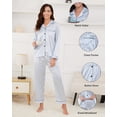 thumbnail image 2 of Womens Satin Pajamas Sets Long Sleeve Striped Silk Pajamas for Women 2-Piece Women Button Down Pajamas Set with Long Pants Soft Silk Sleepwear Set Satin Loungewear for Women, S-XXL, 2 of 11