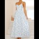 thumbnail image 5 of Vestido Bohemio de Verano 2025 para Mujer, Sin Mangas, con Estampado Floral y Fruncido Azul S, 5 of 10