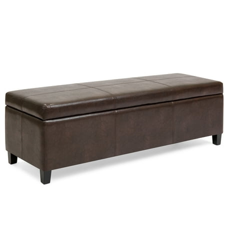 Wooden Bench Kits Best Choice Products Upholstered Faux Leather Storage Ottoman Stool Seat Coffee Table Bench for Living Room, Bedroom, Entryway w/ Wooden Frame - Espresso ()