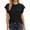 Black, variant on NinXxx Women's Fashion Short Sleeve Hollow Out Ruffle Detail Tee White M