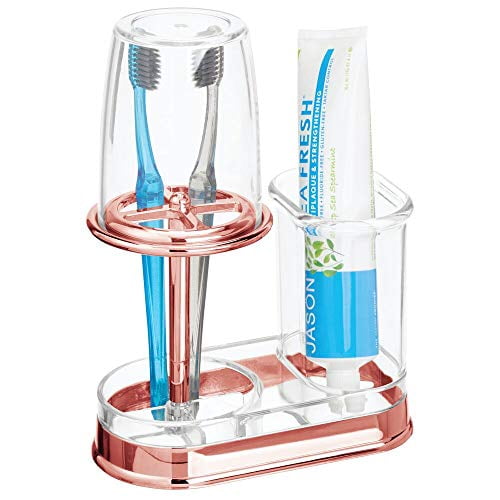 mDesign Decorative Plastic Bathroom Vanity Countertop Toothpaste