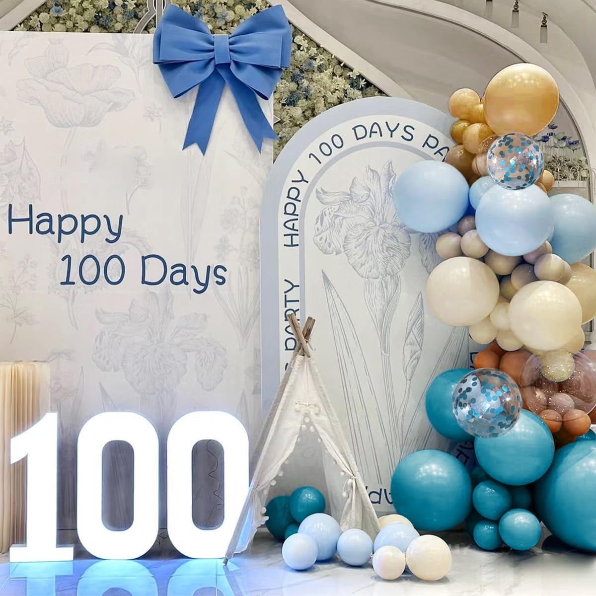 Boho Brown and Blue Balloon Garland Arch Kit, 156Pcs Light Ocean Blue Caramel Brown White Sand Nude Balloons for Birthday Gender Reveal Baby Bridal Shower Wedding Party