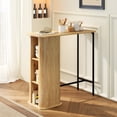 thumbnail image 2 of HOMCOM Table de Bar Tambour avec 3 Étagères de Rangement pour Salle à Manger Naturel, 2 of 10
