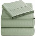 thumbnail image 1 of Striped Bed Sheet Set 1800 Luxury Soft Microfiber Deep Pocket 4-Piece Bedding Set - Wrinkle, Stain, Fade Resistant - Sage Green Full, 1 of 4