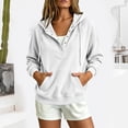 thumbnail image 2 of Sweatshirt For Women Corduroy Drawstring Hooded Tops With Snap Button Pullover Lightweight Sweatshirt Casual Athletic Jacket, 2 of 7