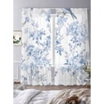thumbnail image 4 of Blue White Flowers Semi Sheer Curtains 96 Inch Length 2 Panels Set, Spring Summer Floral Botanical Sheer Kitchen Curtain Privacy Voile Window Curtain for Living Room Bedroom Rod Pocket Drapes, 4 of 7