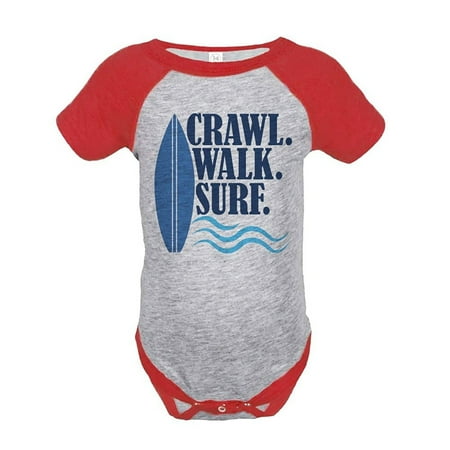 

Custom Party Shop Crawl Walk Surf Summer Raglan Onepiece