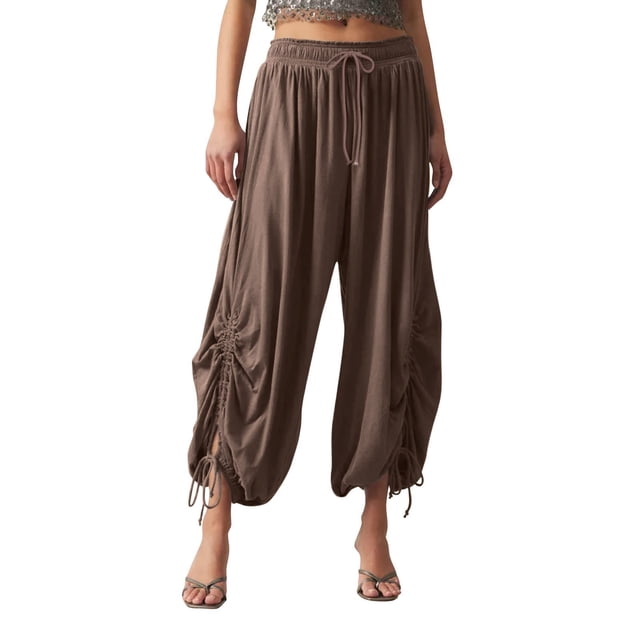 Women's Solid Color Casual Loose Elastic Waist Drawstring Harem Casual Pants Sweatpants plus Size Women Women's Pants Casual Elastic Waist Women Yoga Pants plus Size Casual Pants Rompers for Women