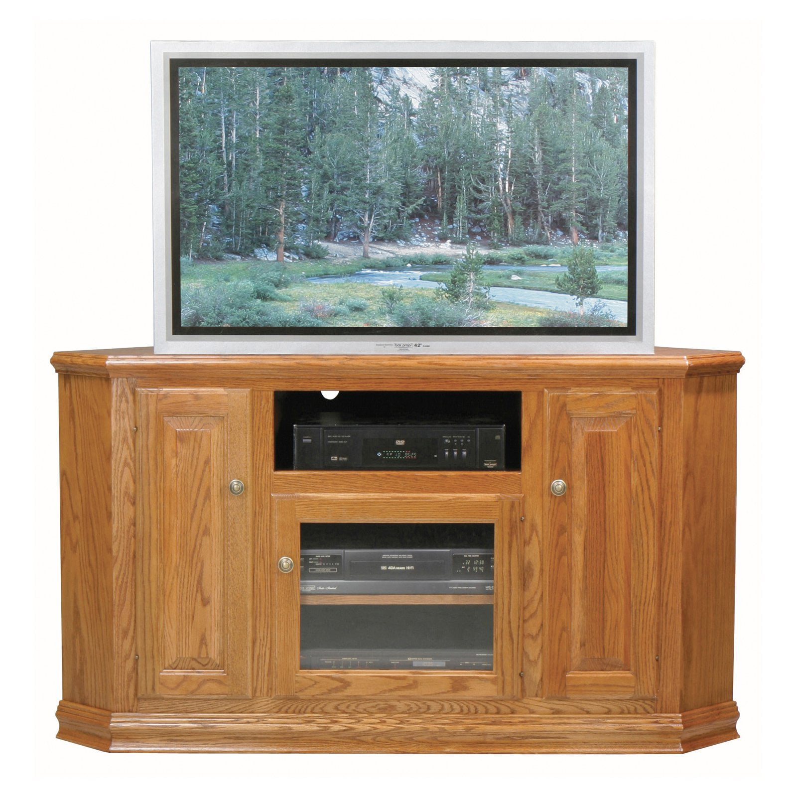 Eagle Furniture Classic Oak Customizable 57 in. Tall Corner TV Stand