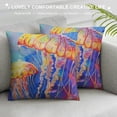 thumbnail image 3 of PRATYUS Jellyfish Pillow Cover Jellyfish Throw Pillow Cover for Bed Sofa, Coastal Marine Life Decorative Square Pillow Case Ocean Theme, Watercolor Sea Animals Cushion Cover 12x12in, 3 of 5