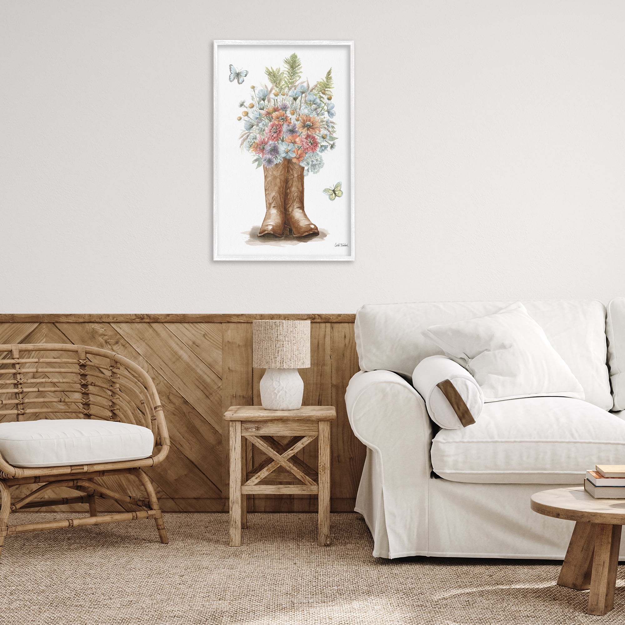 Stupell Industries Wildflower Western Bouquet Botanical & Floral Painting White Framed Art Print Wall Art, 20 x 30
