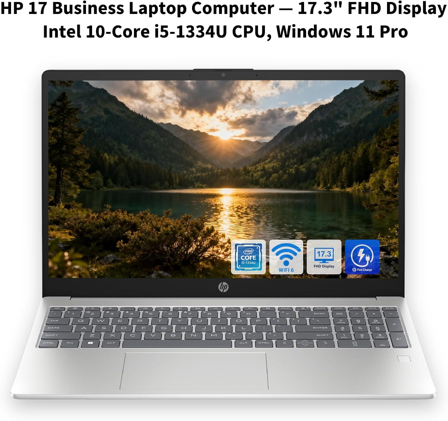 HP 17 Inch Laptop Computer for Business & Students, Intel Core i5-1334U, 16GB RAM, 512GB SSD, 17.3" FHD Display, Fingerprint Reader, Backlit Keyboard, Wi-Fi 6, Webcam, Windows 11 Pro