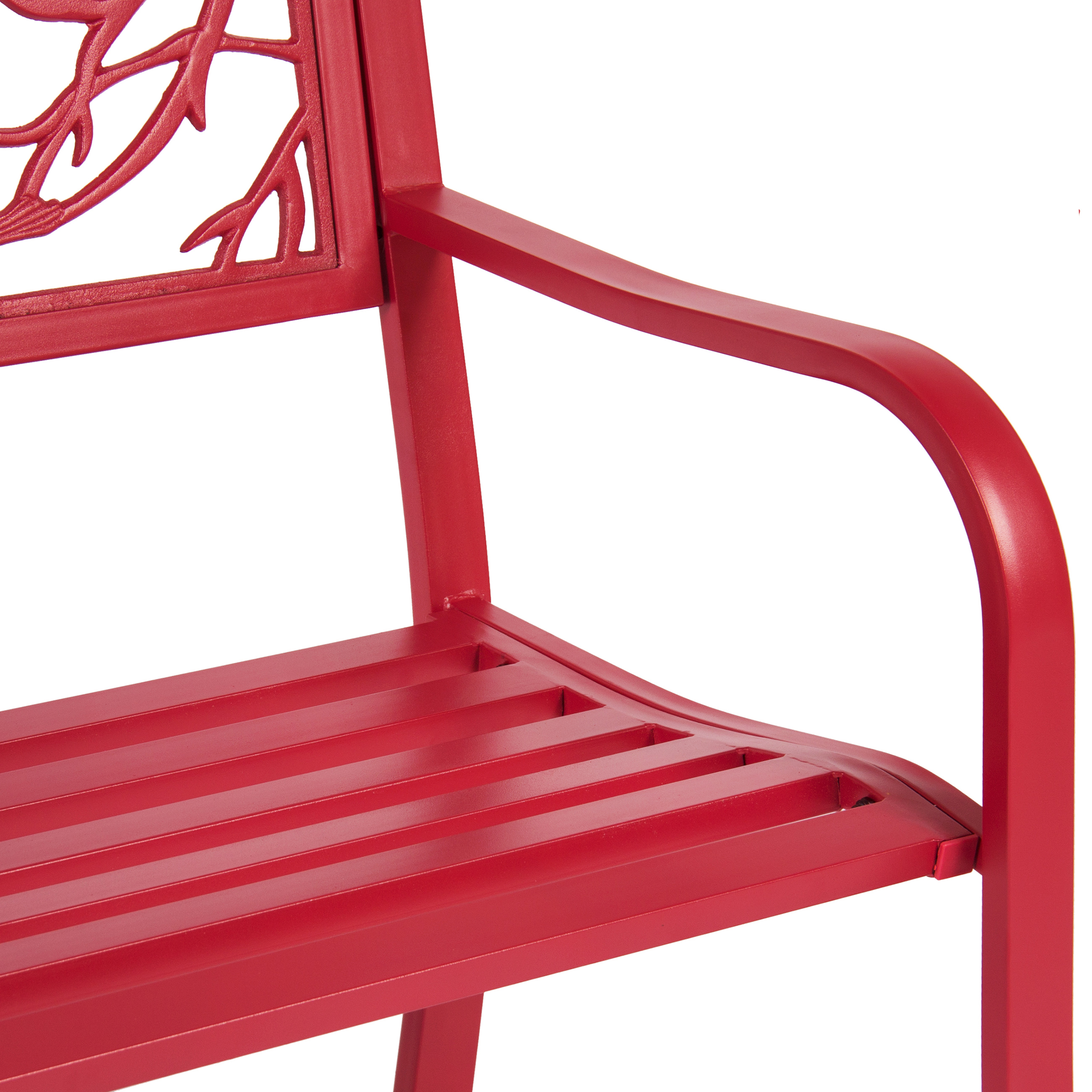 Rose Red Steel Patio Garden Park Bench Outdoor Living Patio
