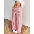 thumbnail image 6 of jinghuiyue Women Wide Leg Pants Striped Elastic Low Waisted Pants Casual Knit Loungewear with Drawstring S, 6 of 6
