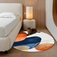 thumbnail image 3 of Navy Blue Burnt Orange Round Area Rug 4 FT, Non Slip Indoor Outdoor Rug, Modern Retro Geometric Boho Washable Soft Circular Carpet Non-Shedding Floor Mat for Coffee Table Nursery Foyer Balcony, 3 of 8