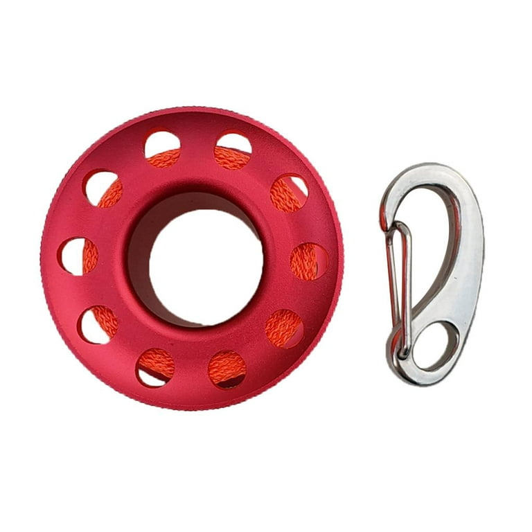 Small Compact Finger Spool, Scuba Diving Reel Line Holder & Stainless Steel  Spring Hook Safety Gear Equipment - Select Colors Red