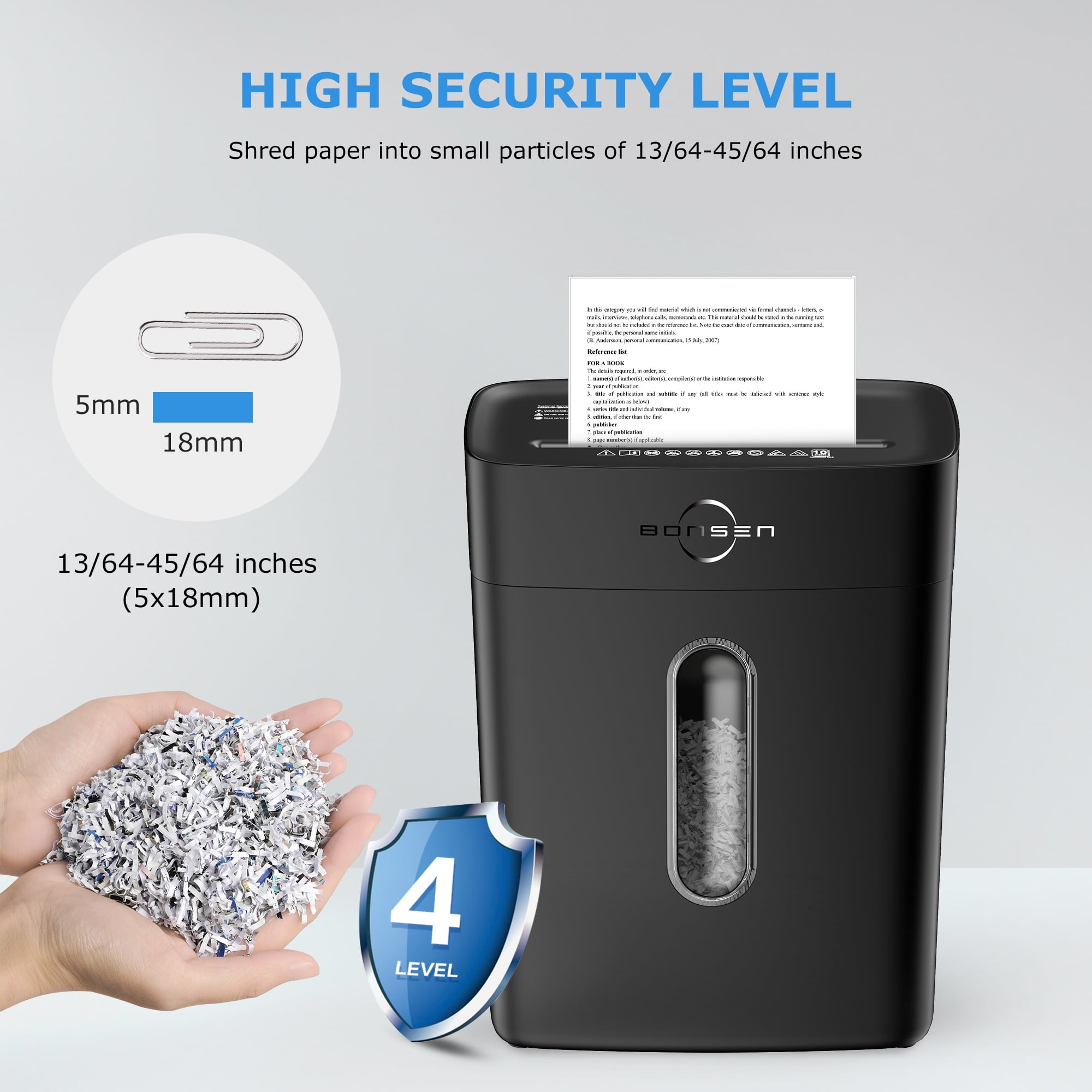 BONSEN 10-Sheet Cross Cut Paper Shredder for Home Office Use with 4 Gallons Wastebasket
