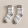 thumbnail image 2 of HAiming Stripes Crew Socks for Women Fuzzy Printed Cozy Fleece Soft Warm Fall Winter Home Sleeping Sock, 2 of 3