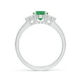 thumbnail image 2 of ANGARA Natural Solitaire Oval 1.1 ct Emerald Ring with Trio Diamond Accents in 14K White Gold for Women (Size-8x6mm) | May Birthstone, Anniversary, Jewelry Gift for Women | Natural Emerald Ring, 2 of 11