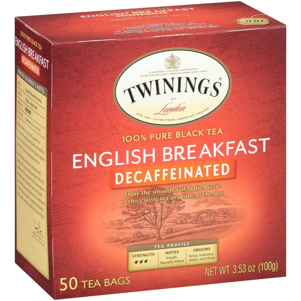 Twinings of London English Breakfast Decaffeinated 100 Pure Black Tea