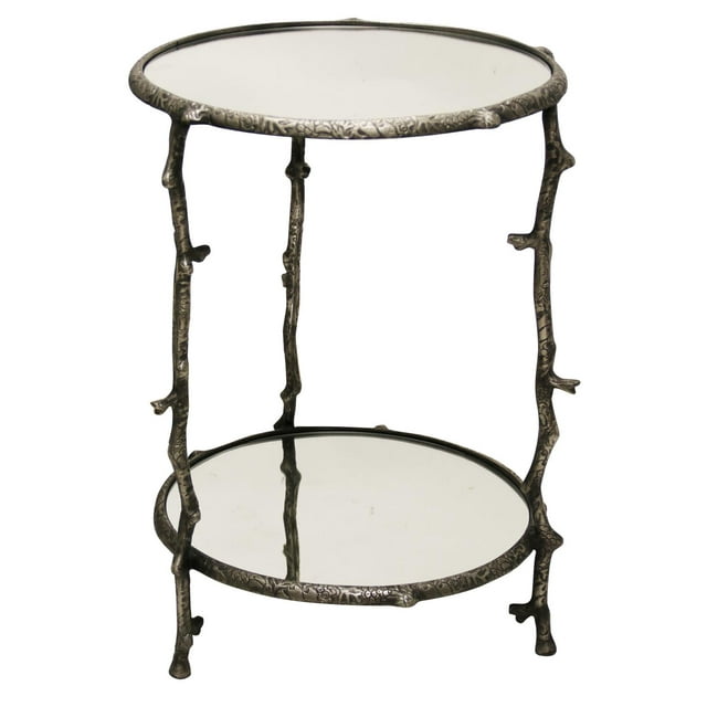 GwG Outlet Home Two Tier Twig Table in Cast Aluminum Accent Table