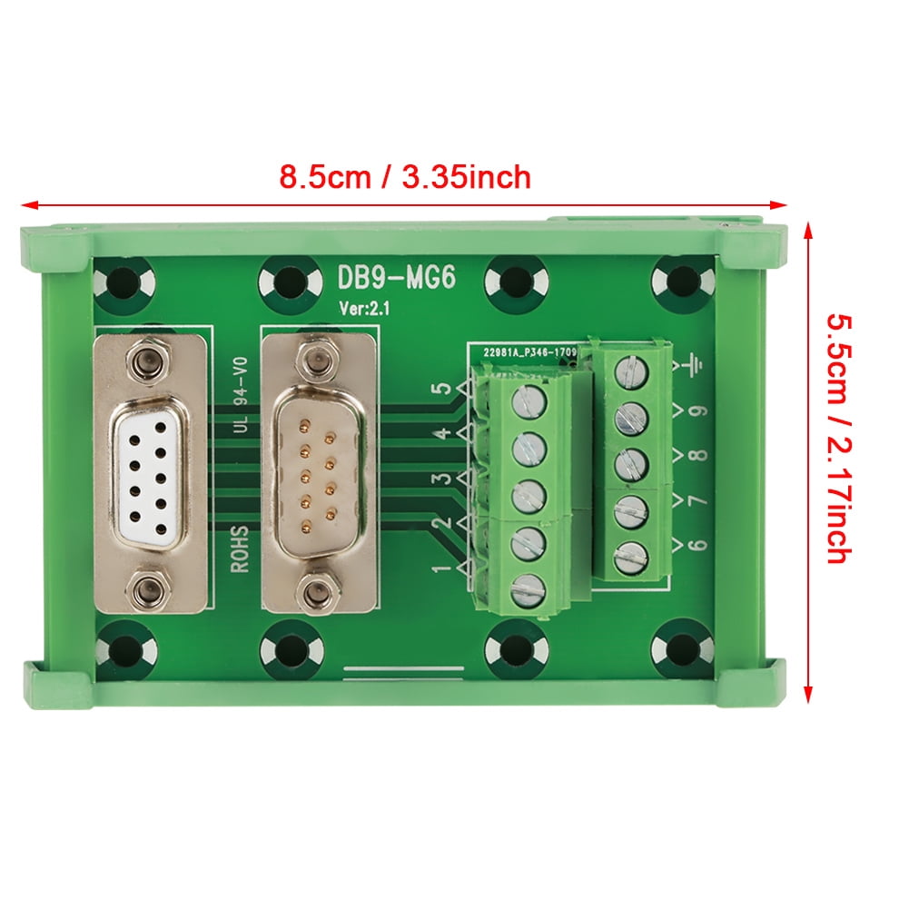 DB9 Breakout Board, Stability Compact Structure Terminal Blocks Module for C45 Rails Of 35mm Width Most People