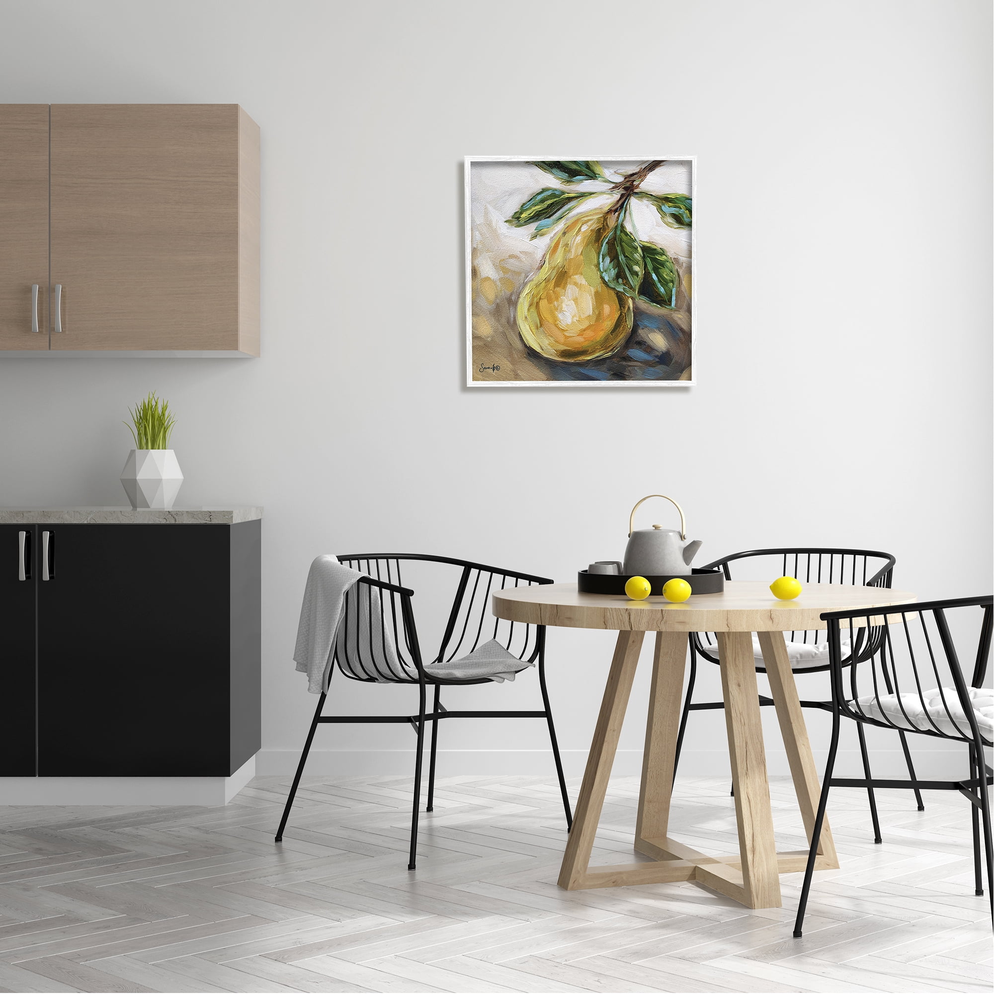 Stupell Industries Pear Still Life Painting Food & Beverage Painting White Framed Art Print Wall Art, 24 x 24