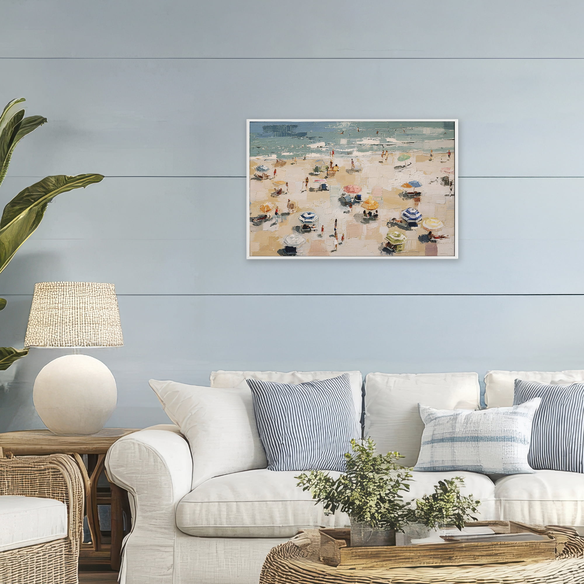 Stupell Industries Summer Beachgoers Expression White Framed Giclee Art, design by Jacky Ngan