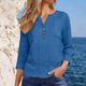 thumbnail image 5 of Camiseta de Cuello en V Botones Casuales de Manga Larga de las Mujeres, Botones de Poliéster Suaves para Otoño Invierno, 5 of 9