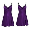 thumbnail image 2 of WTXUE Pj Sets for Woman | Nightshirts & Gowns V-Neck Big Nightgown Back Nightgown Open Hem Satin Ladies | Camisole Panty 2 Piece Purple L, 2 of 3